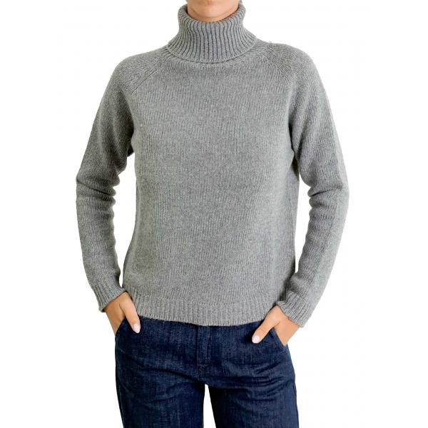 Maglione collo alto tinta unita misto cashmere 